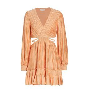 JONATHAN SIMKHAI Londyn Pleated Cut Out Minidress Orange Size SMALL